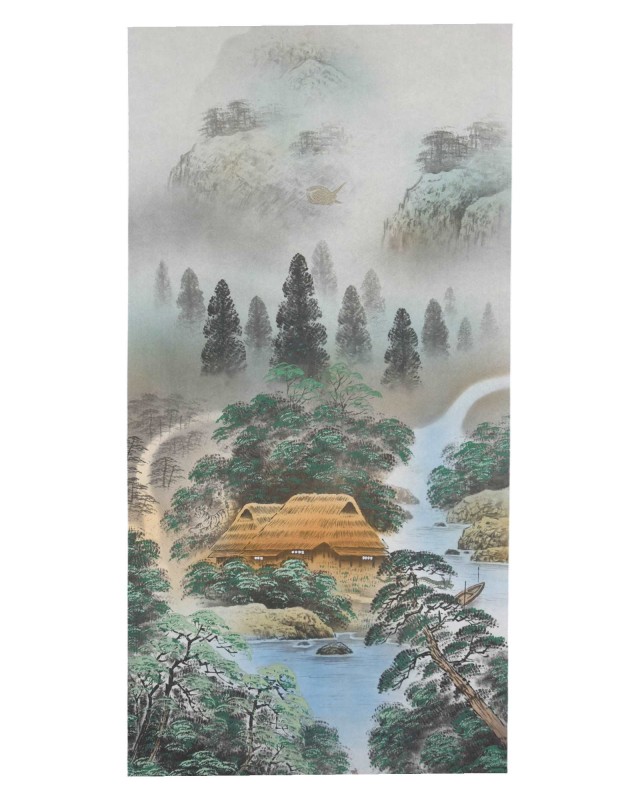 Kakejiku Paesaggio Sansui con Fenice e Gioiello Sacro