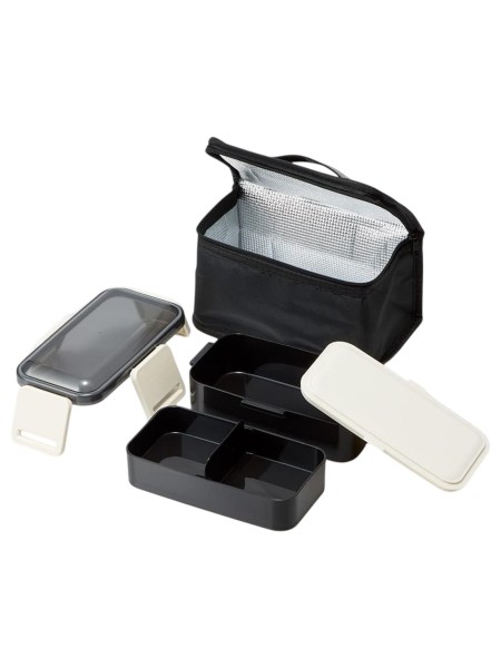Bento 850ml, due scomparti, antibatterico agli ioni d'argento, con borsa termica