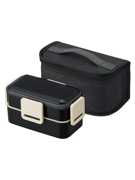 Bento 850ml, due scomparti, antibatterico agli ioni d'argento, con borsa termica