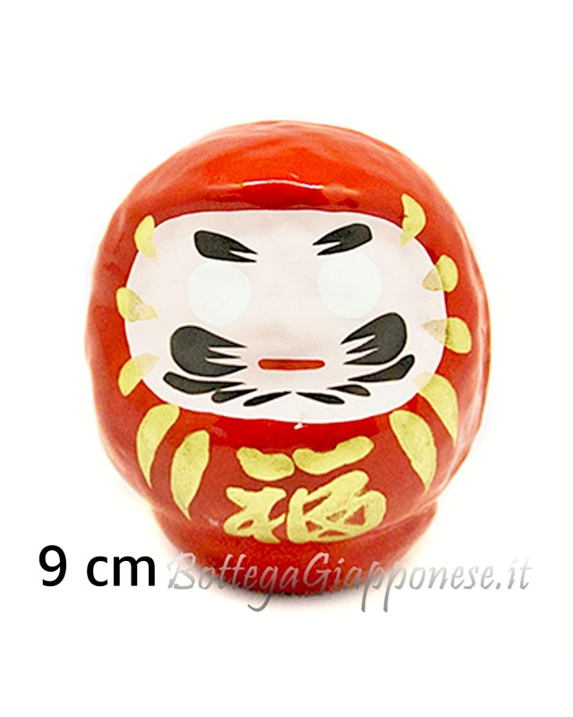 Daruma rosso giapponese dipinto a mano 9 cm