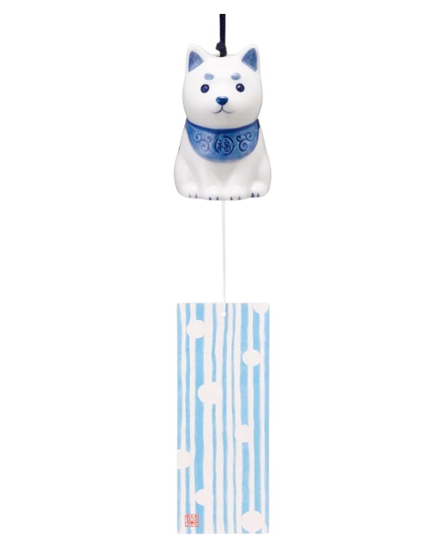 Fuurin Campanella a vento Shiba Inu blu e bianca