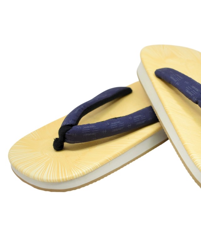 Zori Sandali Tradizionali Giapponesi in Vinile Blu e Beige