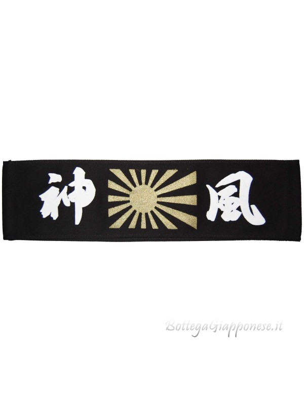 Hachimaki bandana nera ideogrammi Kamikaze