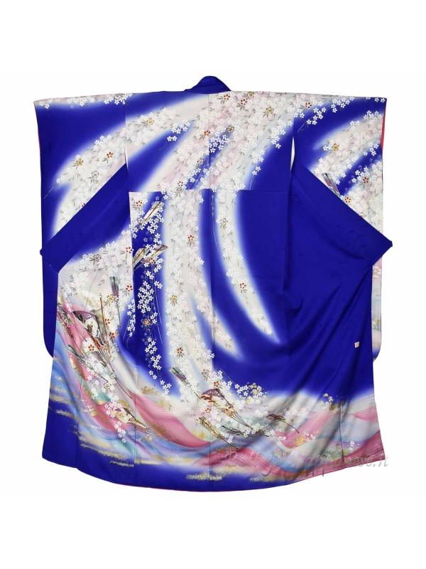 Furisode kimono seta sakura