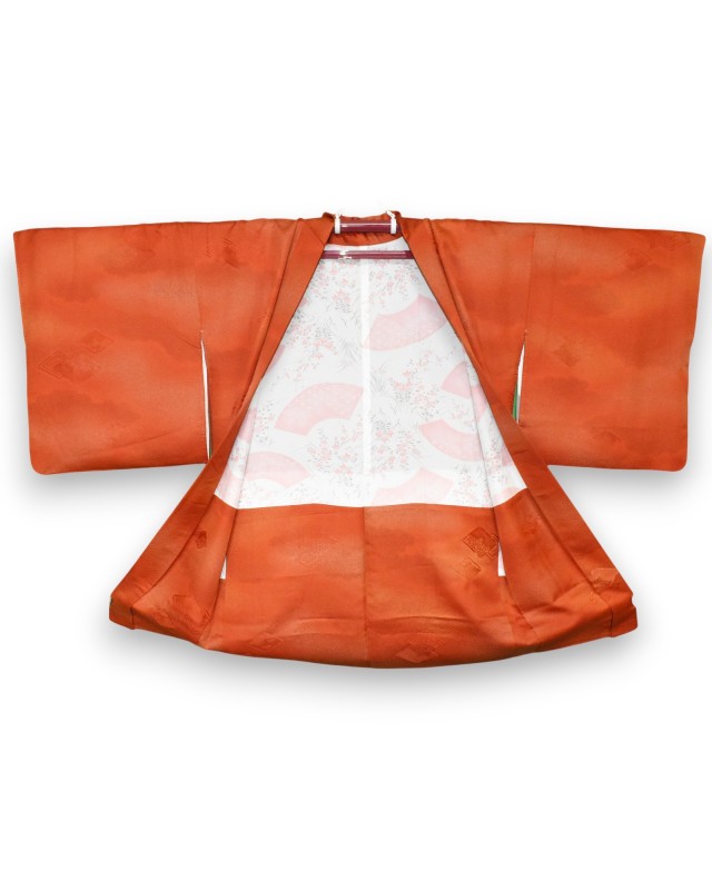 Haori Giacca Kimono in Seta Damascata, arancio