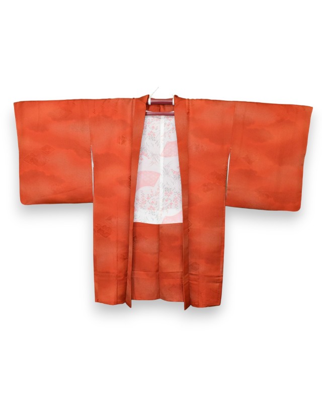 Haori Giacca Kimono in Seta Damascata, arancio