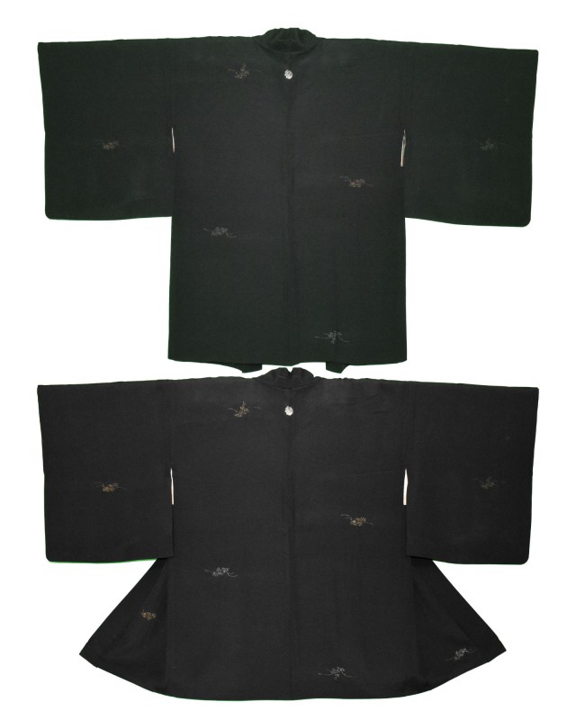 Haori giacca kimono con Stemma e Delicati Ricami Floreali