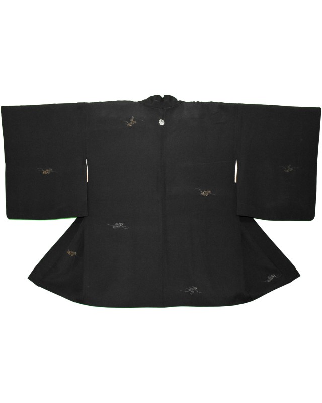 Haori giacca kimono con Stemma e Delicati Ricami Floreali
