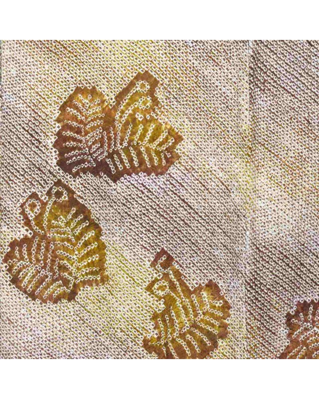 Haori giacca kimono seta champagne motivo kanoko Shibori