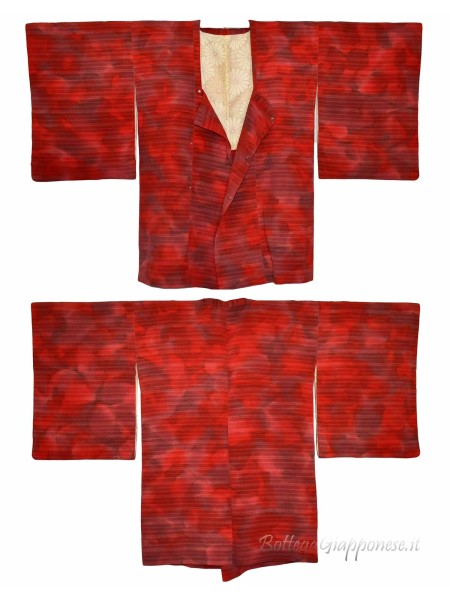 Michiyuki rosso acquerello giacca kimono