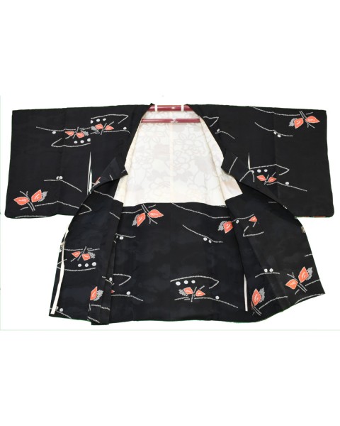 Michiyuki giacca kimono nera in seta shibori