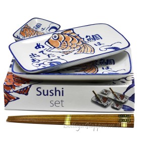 Box sushi set medetai x2 piatti ciotole e bacchette