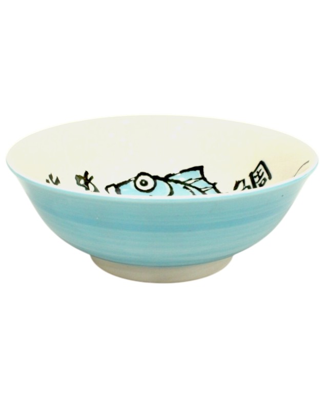 Ciotola ceramica disegno orata (20,5 x 8cm) azzurro