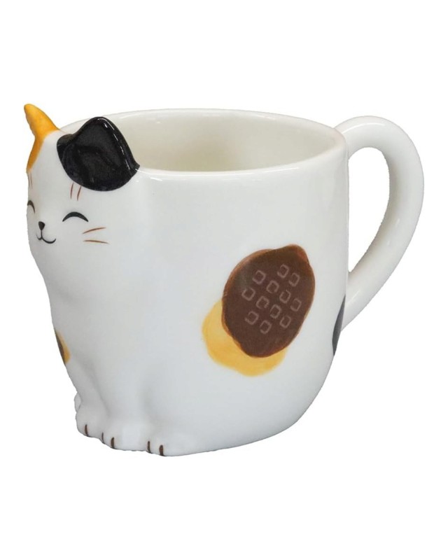 Tazza + cucchiaio Design Gatto Calico in ceramica
