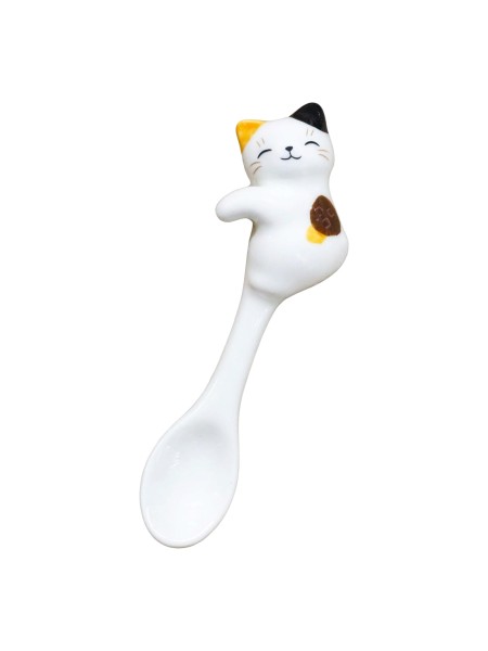 Tazza + cucchiaio Design Gatto Calico in ceramica