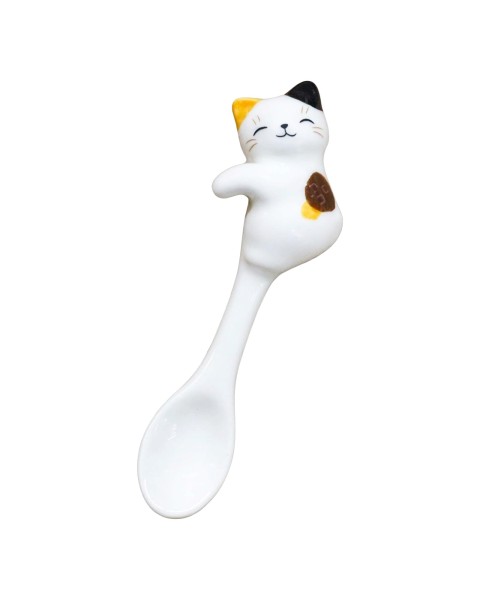 Tazza + cucchiaio Design Gatto Calico in ceramica