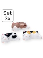 Maneki Neko Set 3x Poggiabacchette Gattini Sdraiati