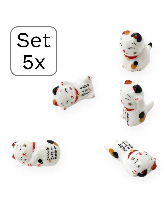 Maneki Neko set da 5 Gattini della Fortuna Hashioki