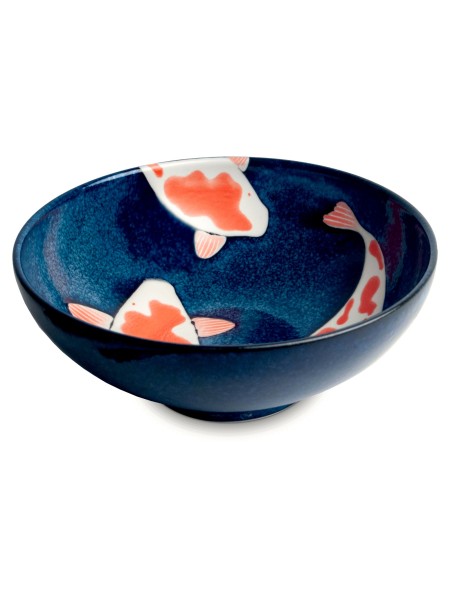 Ciotola blu con carpe koi (21,5x8cm)