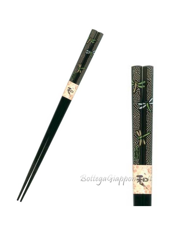Hashi bacchette nere con libellula