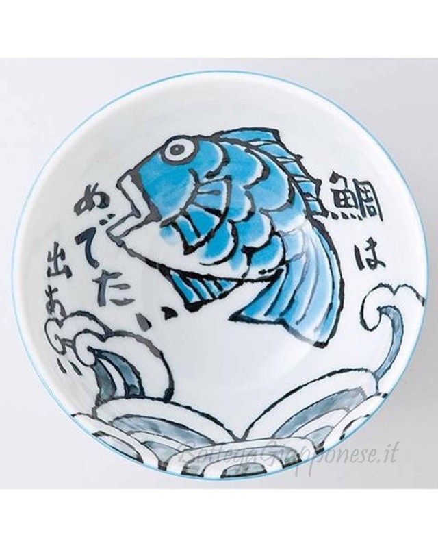 Ciotola ceramica disegno orata (13 x 7 cm) Blu