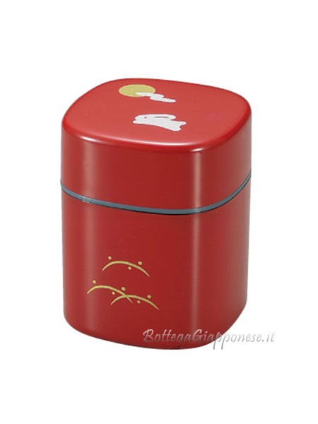 Box rosso contenitore tè con disegno coniglio