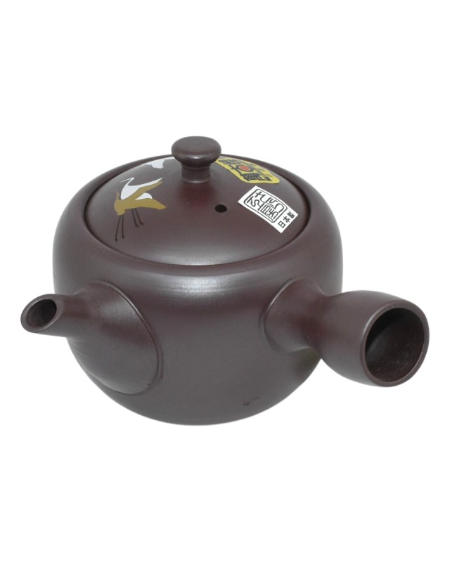 Kyusu  Teiera Giapponese in Argilla Motivo Gru in Volo