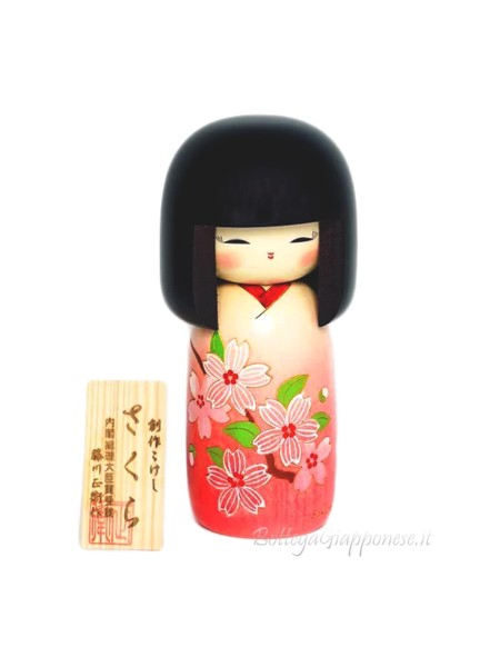 Kokeshi Sakura bambola in legno inciso
