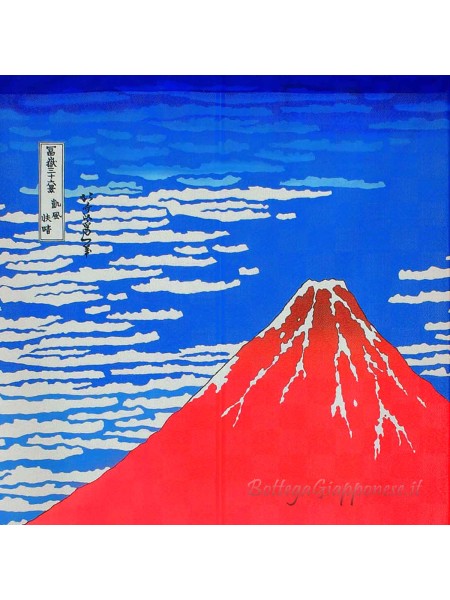 Noren Hokusai ukiyo-e Fuji rosso