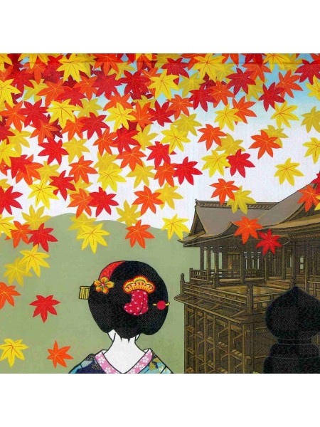 Noren tenda Autunno a Kyoto, Stile Ukiyo-e