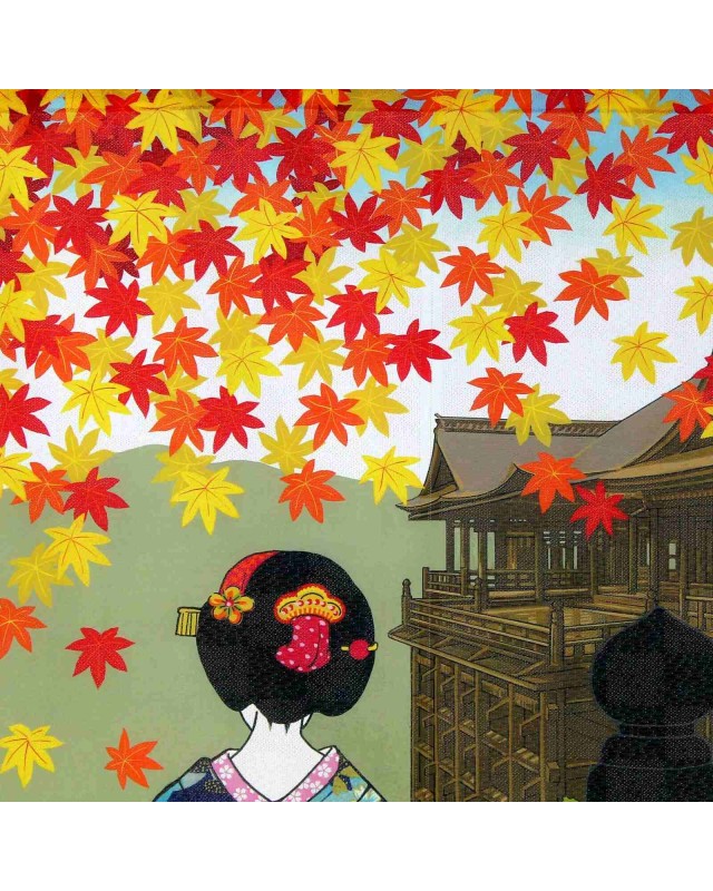 Noren tenda Autunno a Kyoto, Stile Ukiyo-e