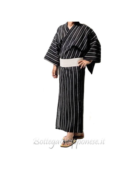 Yukata nero uomo con obi inclusa