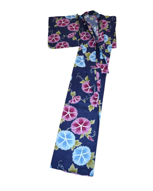 Yukata Abito Giapponese Tradizionale Motivo Floreale Asagao